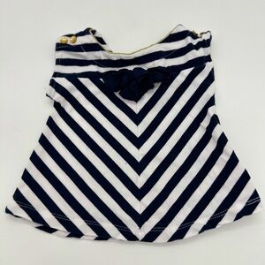 ISAAC MIZRAHI 3-6 Months Girls Blue & White Stiped Sleeveless Shirt W/ Bow Gold